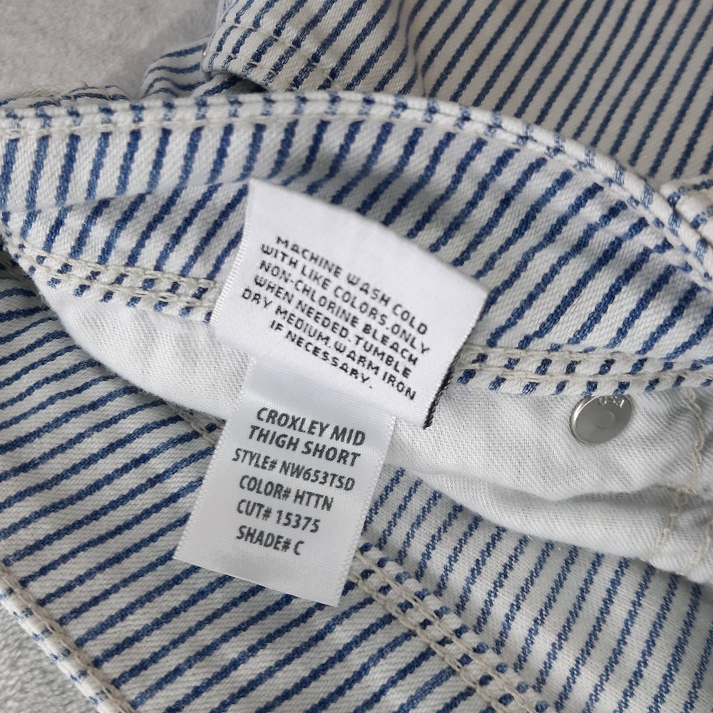 Hudson Striped Croxley Mid Thigh Shorts White & Blue Size 28 - Picture 7 of 8
